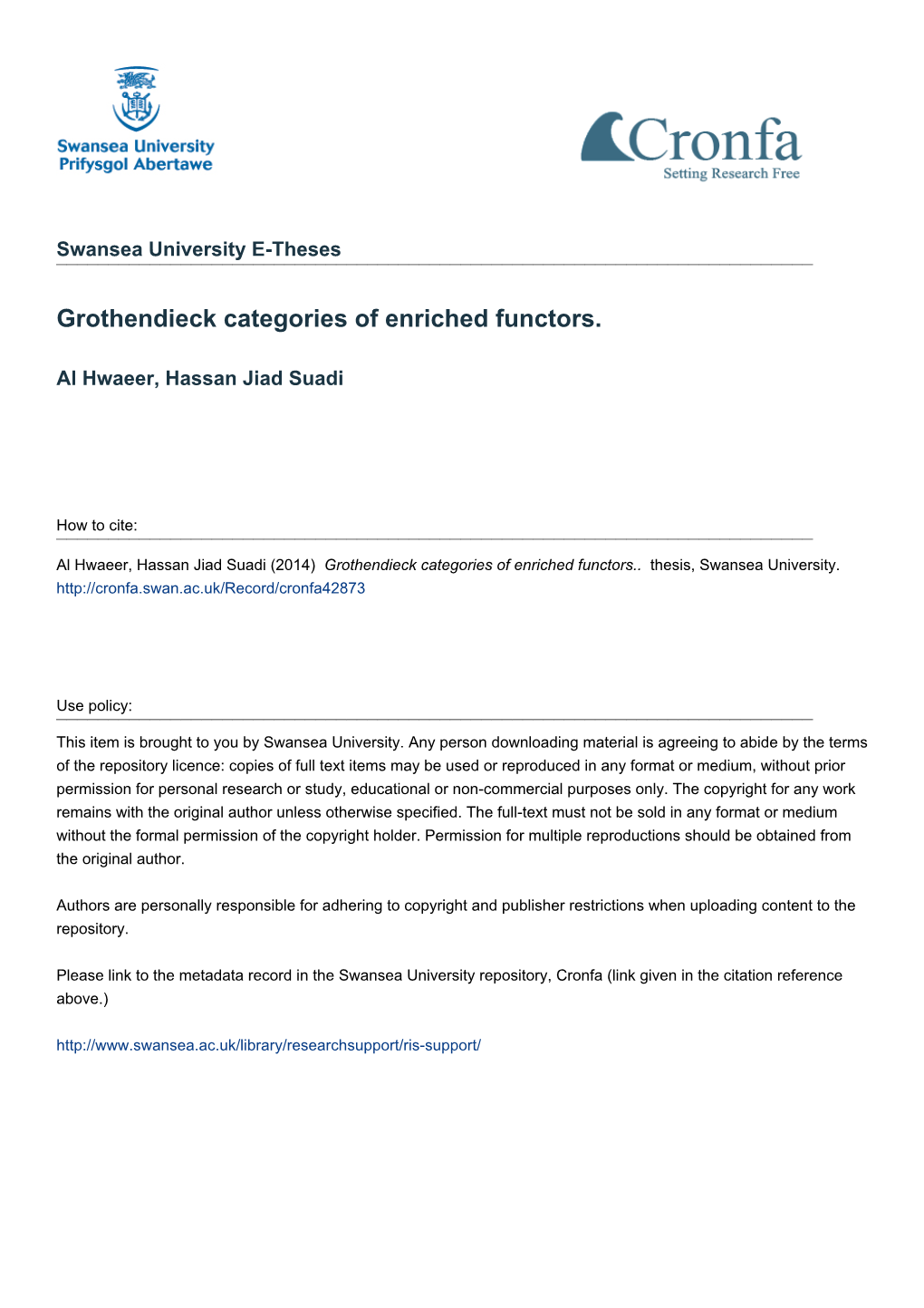 Grothendieck Categories of Enriched Functors