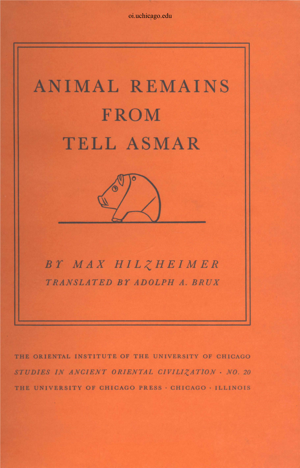 Animal Remains from Tell Asmar Bt Max Hilzheimer