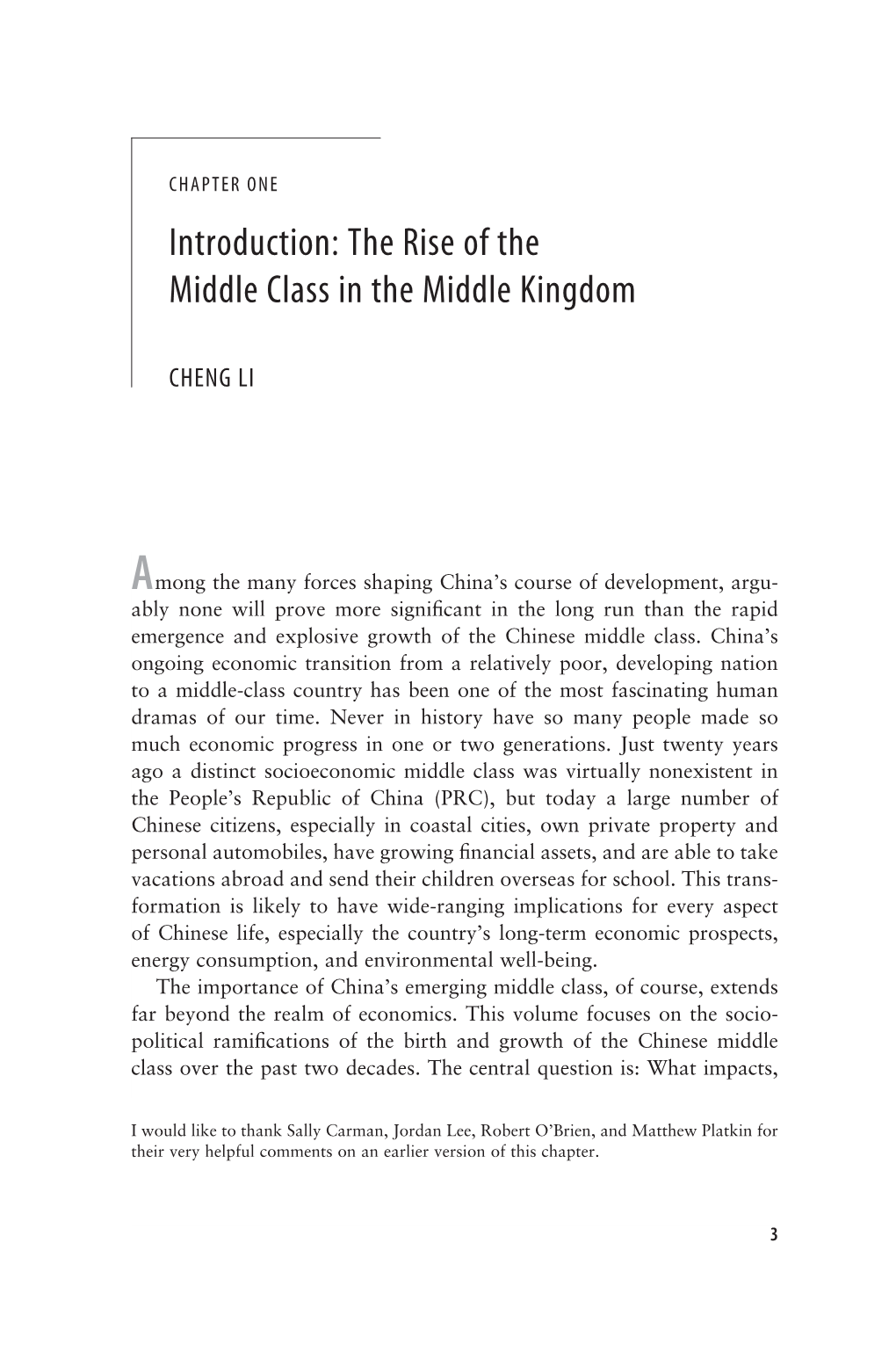 The Rise of the Middle Class in the Middle Kingdom