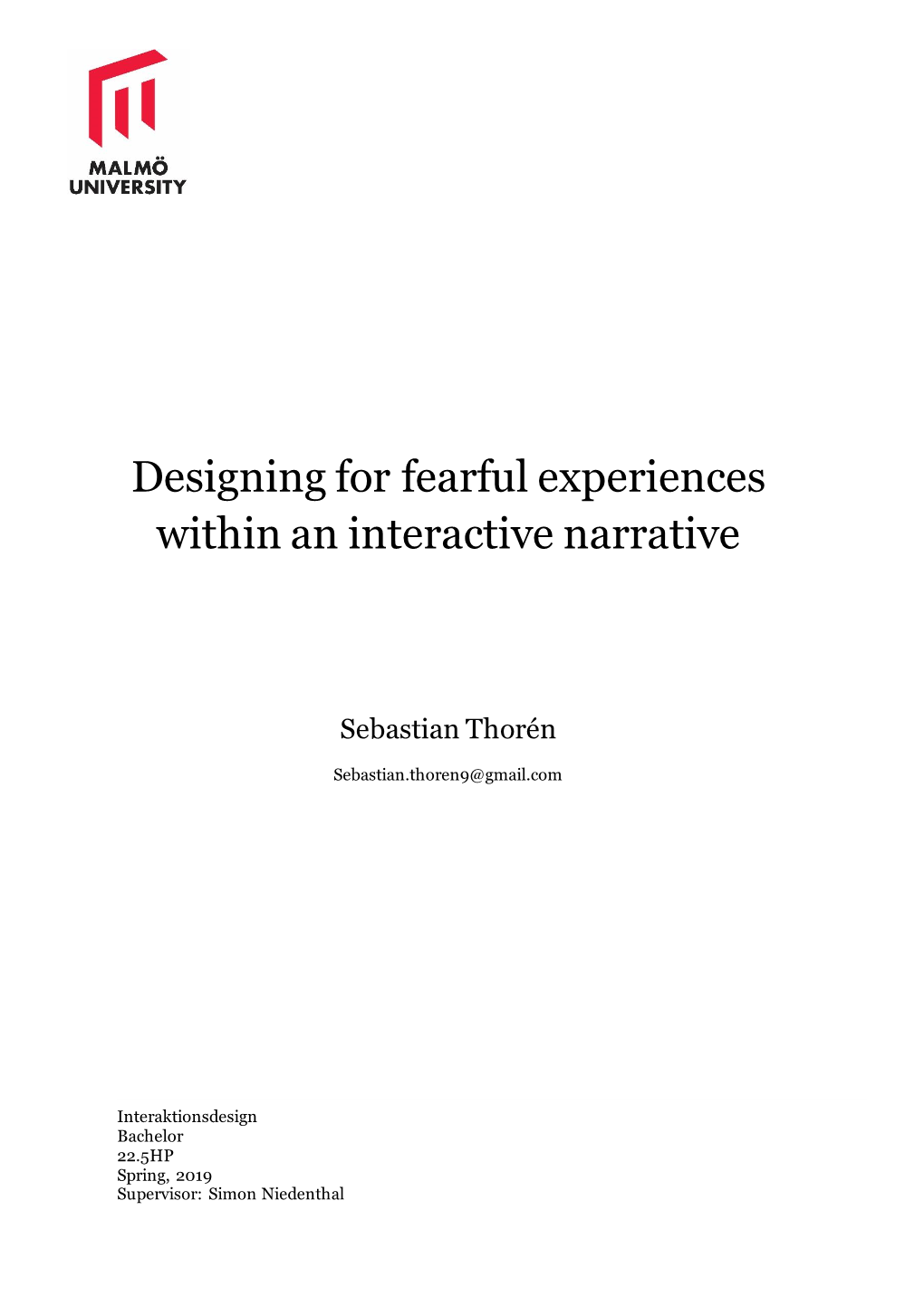 Designing for Fearful Experiences Within an Interactive Narrative