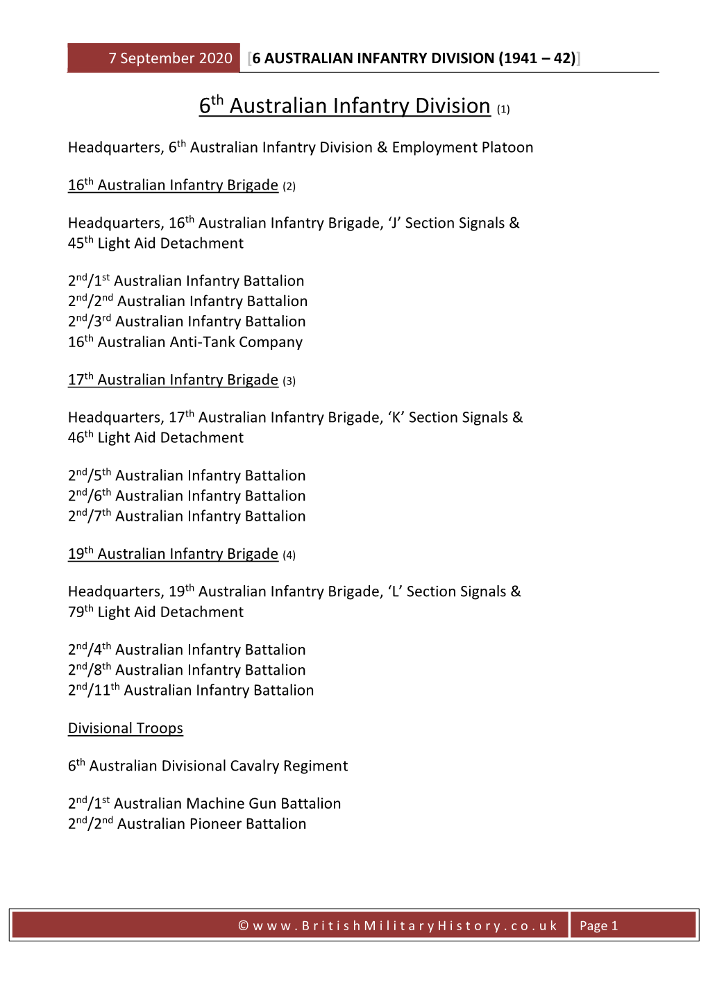 6 Australian Infantry Division (1941-42)