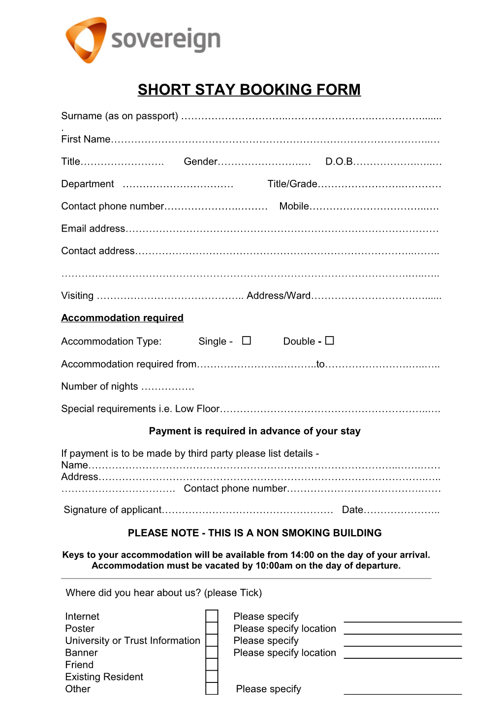 Accommodation Nomination Form