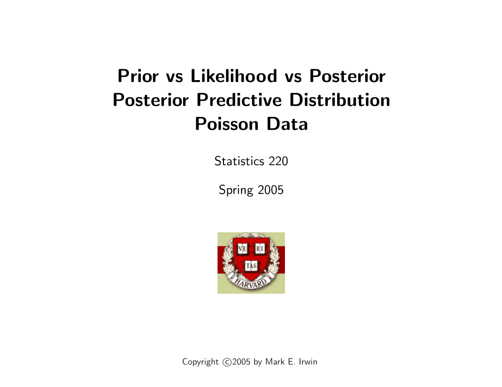 Prior Vs Likelihood Vs Posterior Posterior Predictive Distribution Poisson Data