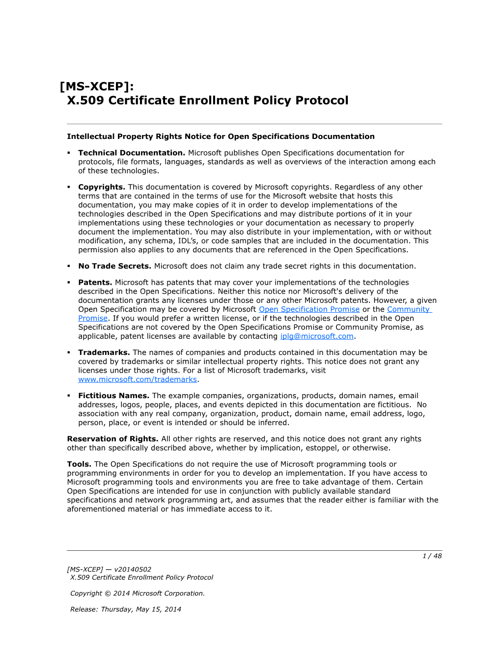 Intellectual Property Rights Notice for Open Specifications Documentation s53