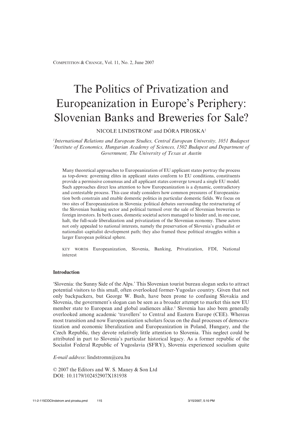 Slovenian Banks and Breweries for Sale?