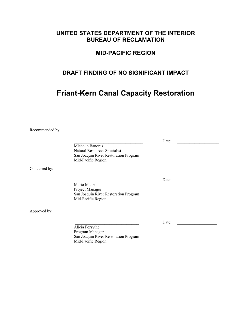 Friant-Kern Canal Capacity Restoration