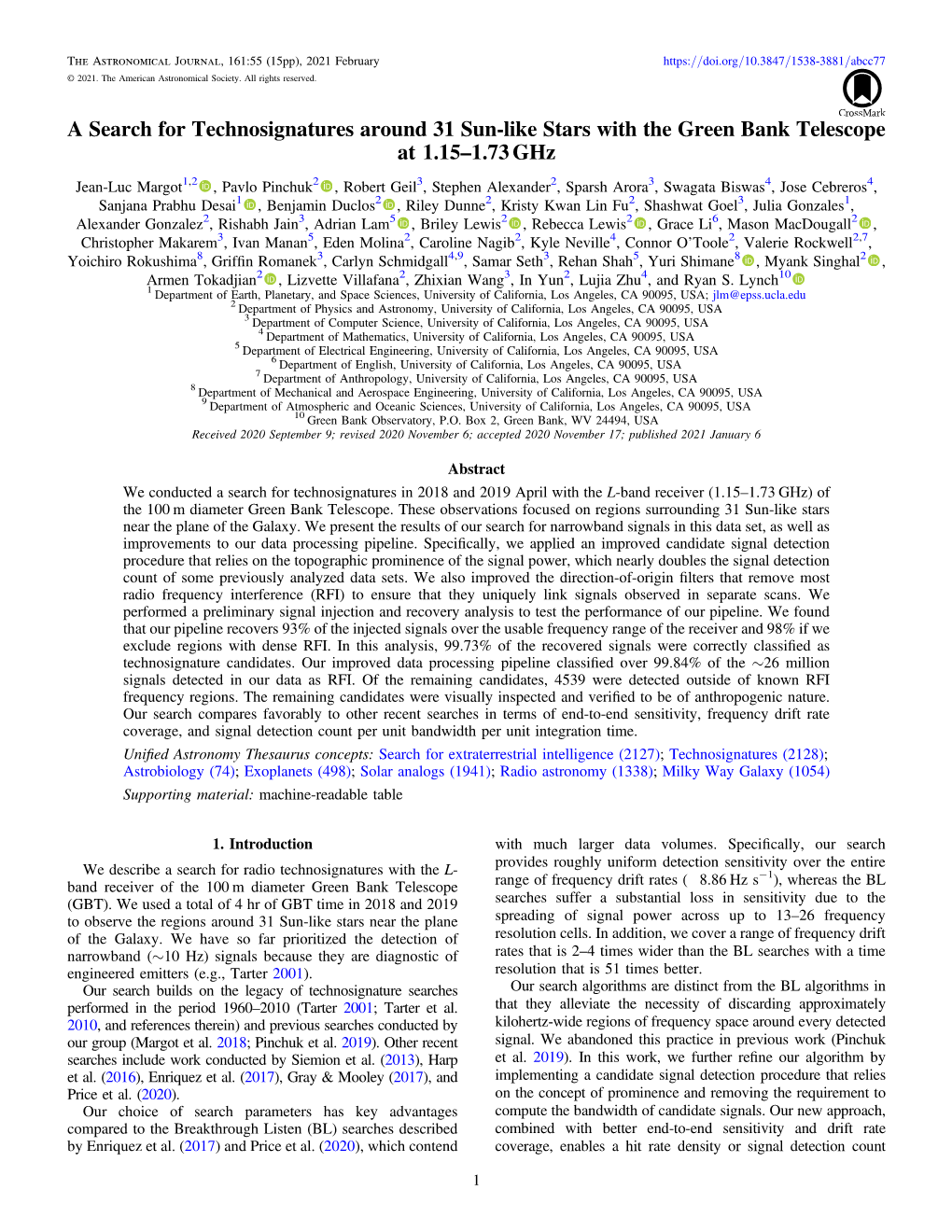 A Search for Technosignatures Around 31 Sun-Like Stars with the Green Bank Telescope at 1.15–1.73 Ghz