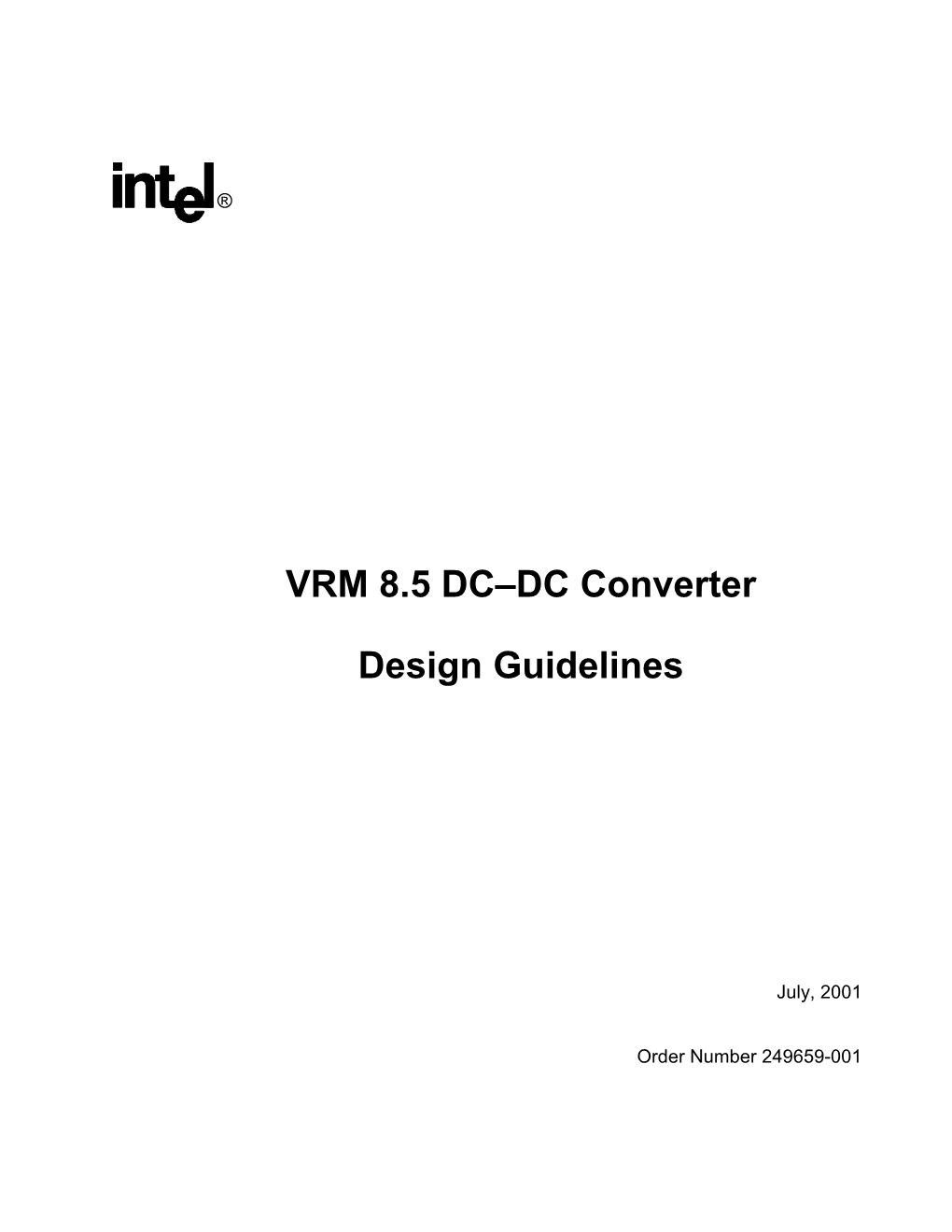VRM 8.5 DC–DC Converter Design Guidelines