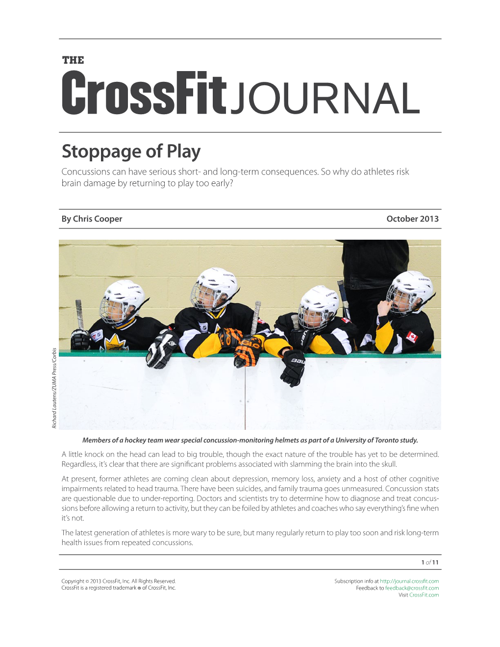 JOURNAL Stoppage of Play Concussions Can Have Serious Short- and Long-Term Consequences