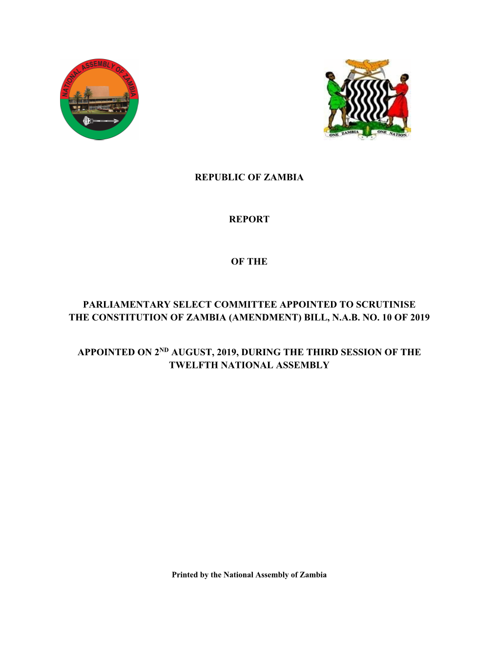 Report on the Select Committee to Scrutinise N.A.B. NO. 10 of 2019.Pdf