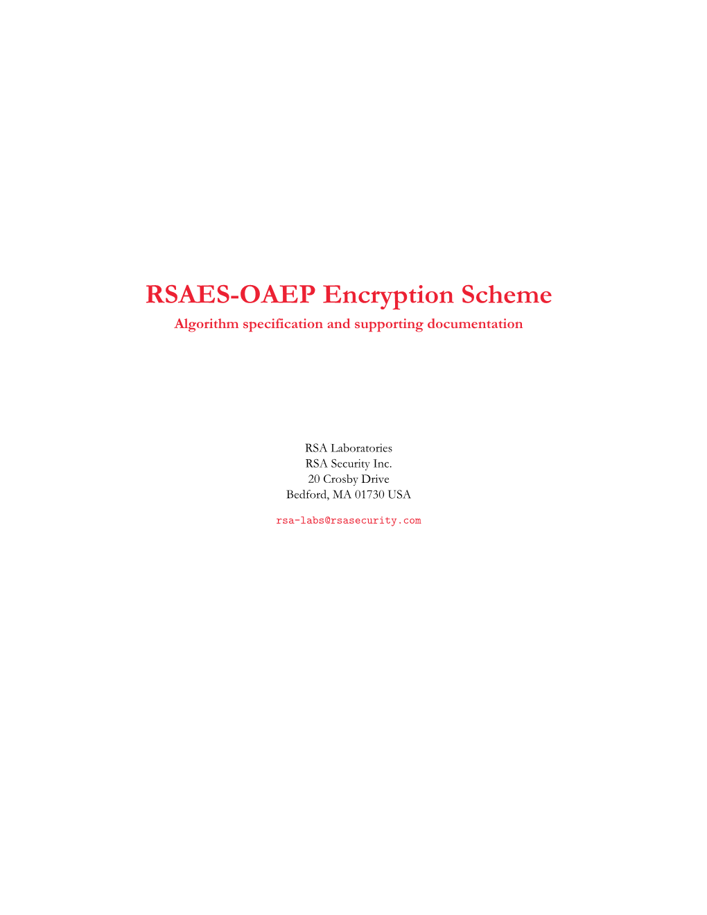 RSA-OAEP Encryption Scheme / Chapter 1