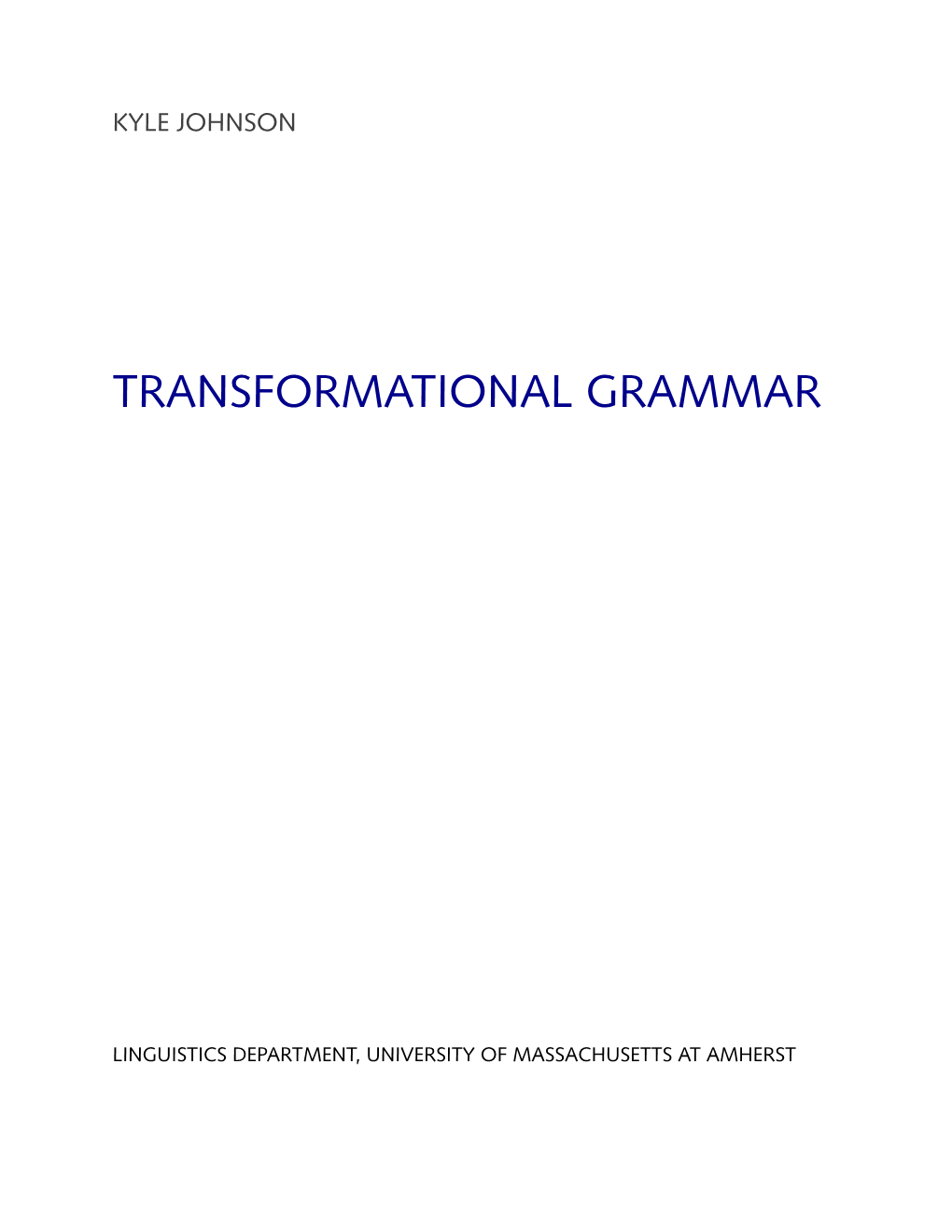 Transformational Grammar