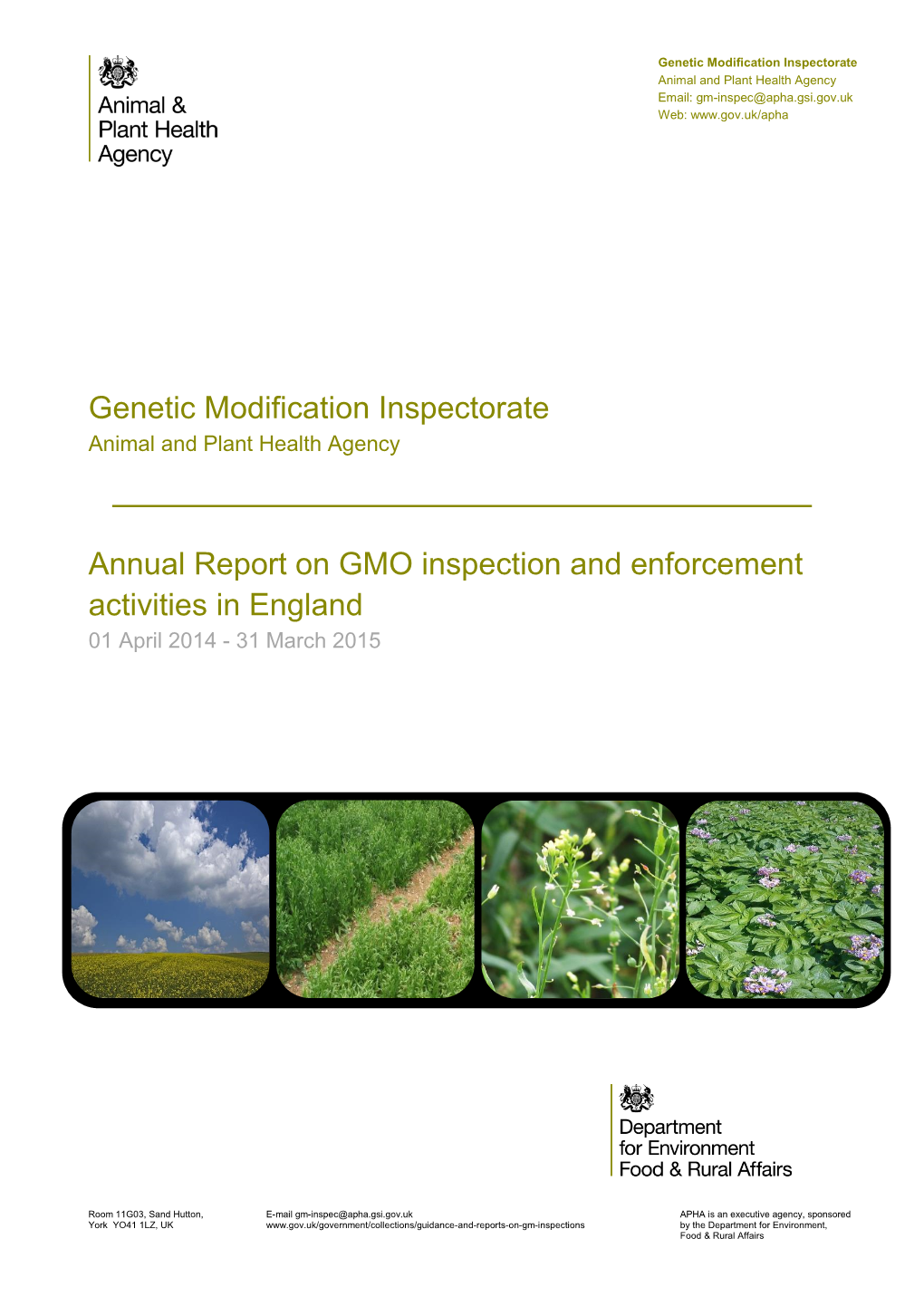 Genetic Modification Inspectorate Annual Report on GMO Inspection