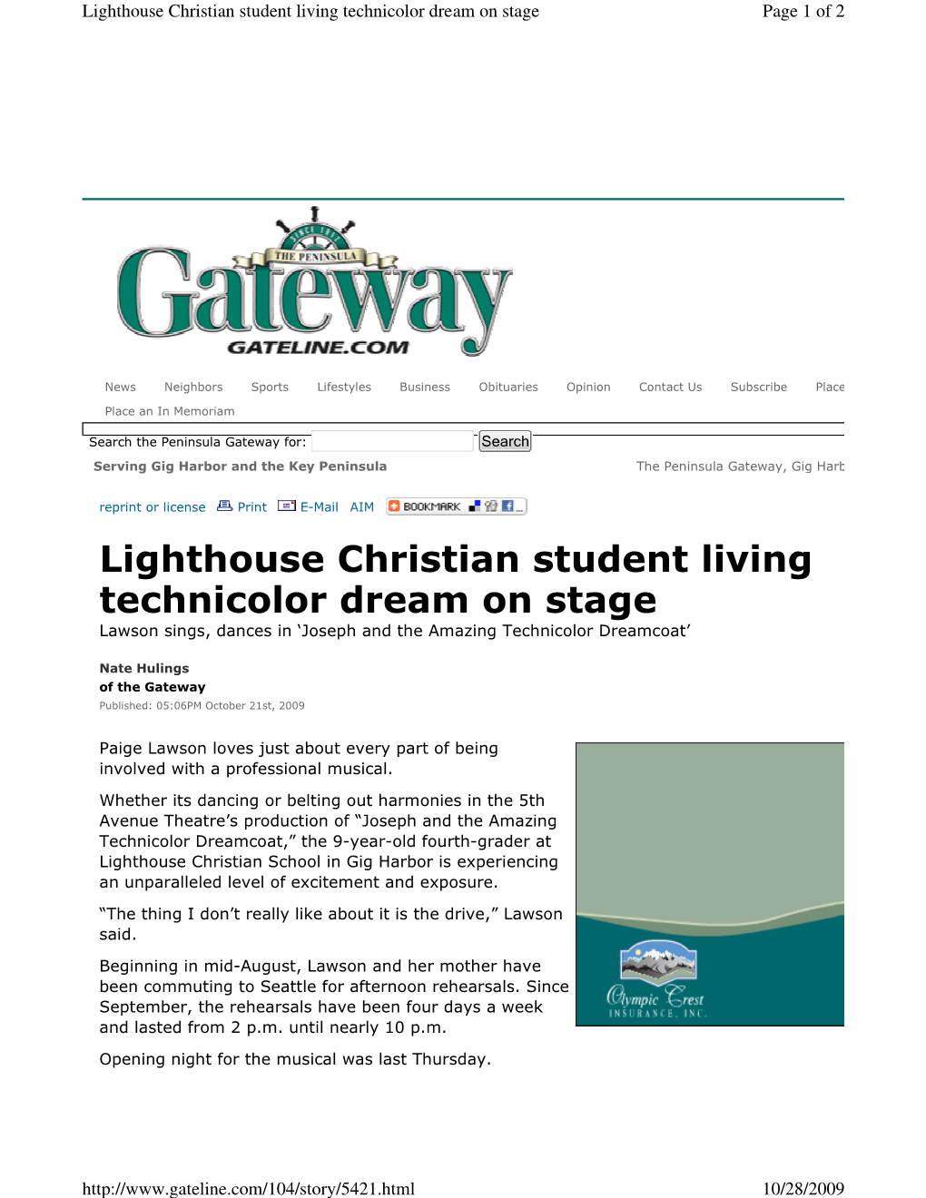 Lighthouse Christian Student Living Technicolor Dream on Stage Page 1 of 2