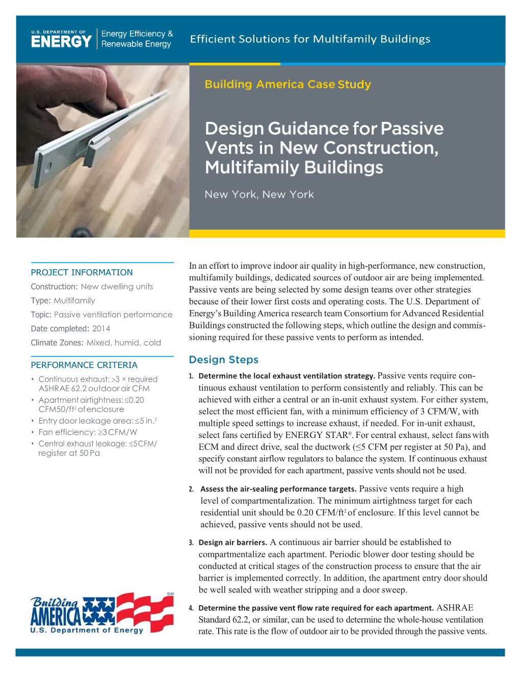 Design Guidance for Passive Vents in New Construction Multifamily