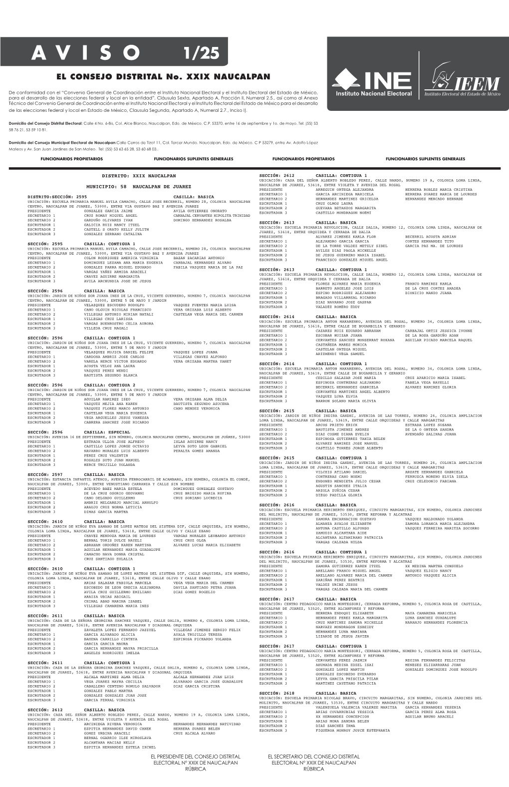 EL CONSEJO DISTRITAL No. XXIX NAUCALPAN