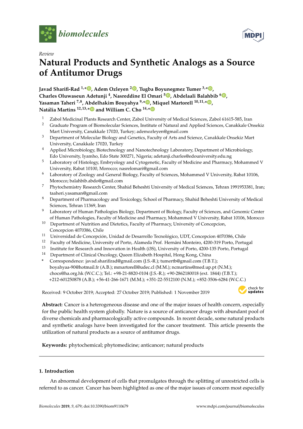 Natural Products and Synthetic Analogs As a Source of Antitumor Drugs