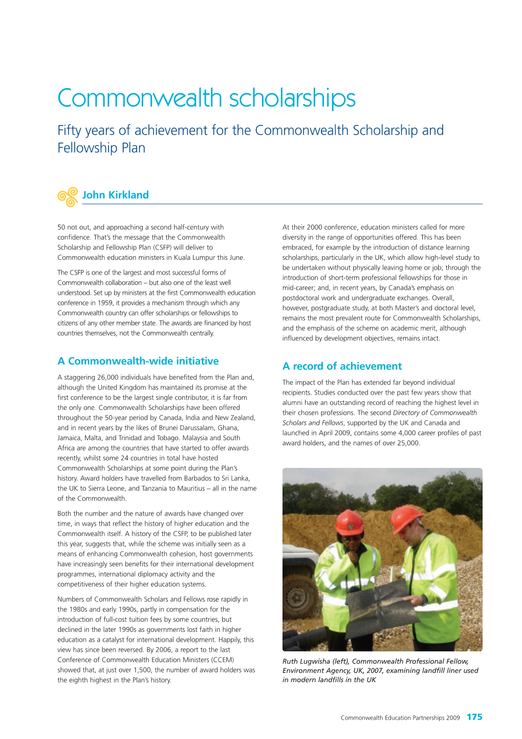 Commonwealth Scholarships Fifty Years of Achievement for the Commonwealth Scholarship and Fellowship Plan