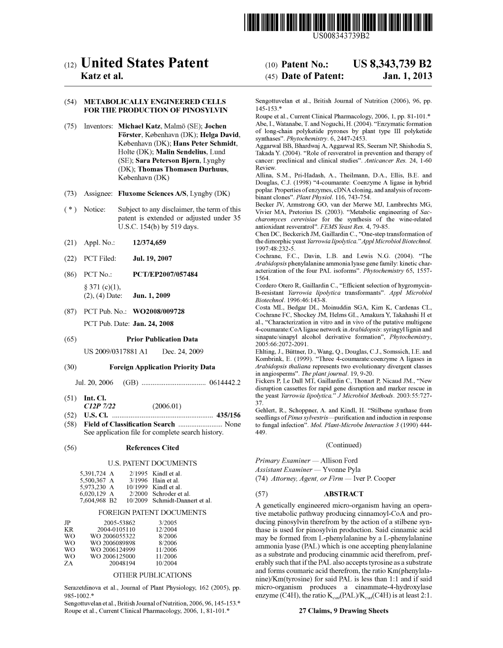 (12) United States Patent (10) Patent No.: US 8,343,739 B2 Katz Et Al