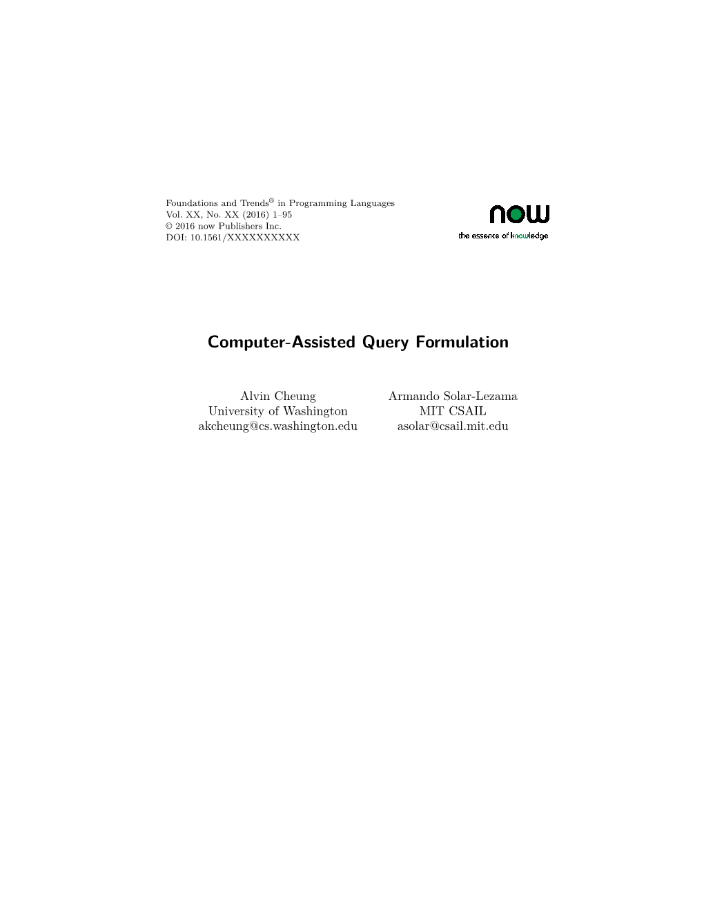 Computer-Assisted Query Formulation