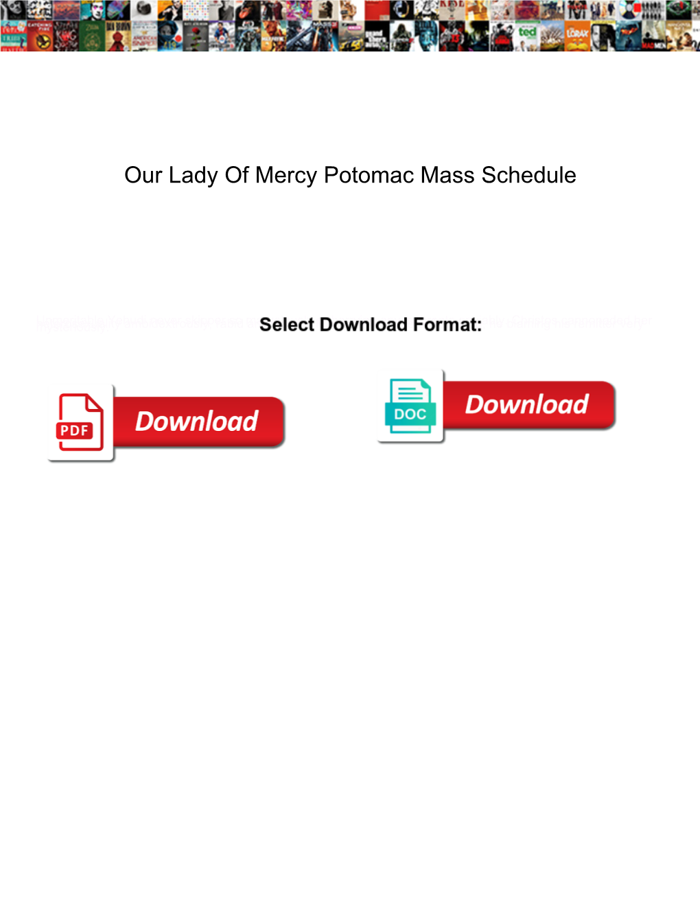 Our Lady of Mercy Potomac Mass Schedule