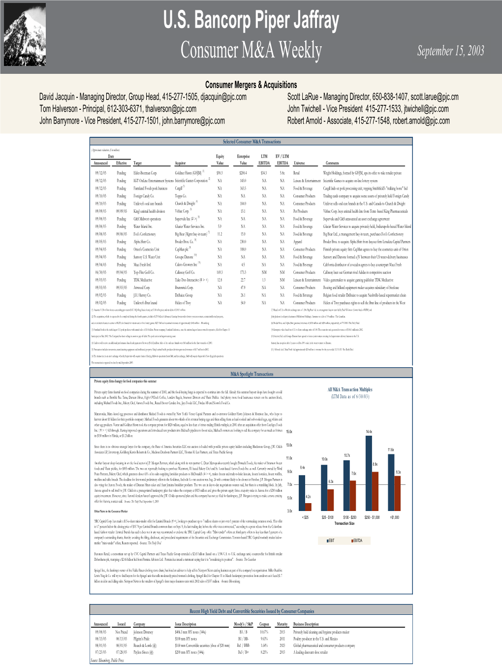 US Bancorp Piper Jaffray's Consumer Mergers & Acquisitions Group Acted As Financial Advisor in the Sale of VICORP Restaurants and Chevys Inc