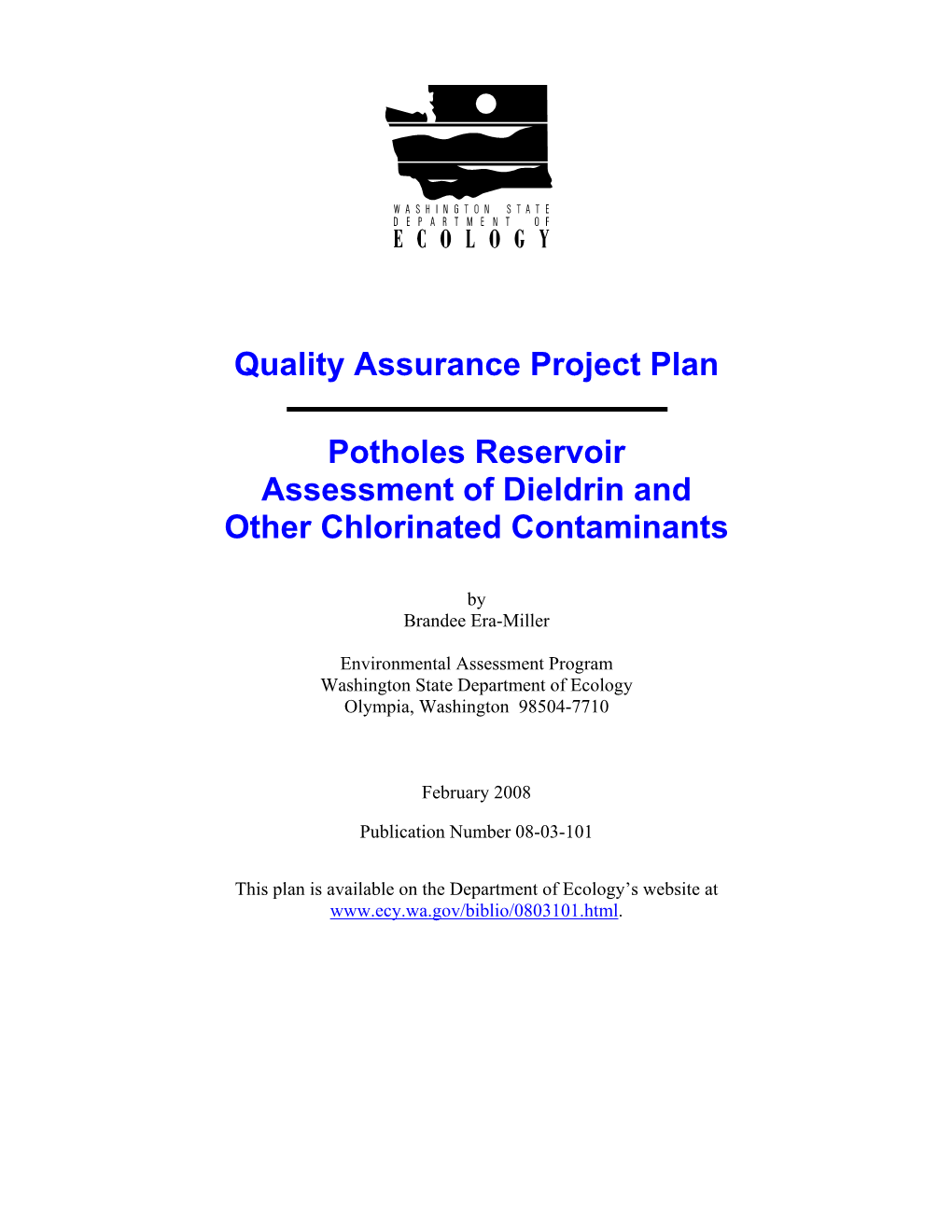 Potholes Reservoir Assessment of Dieldrin and Other Chlorinated Contaminants