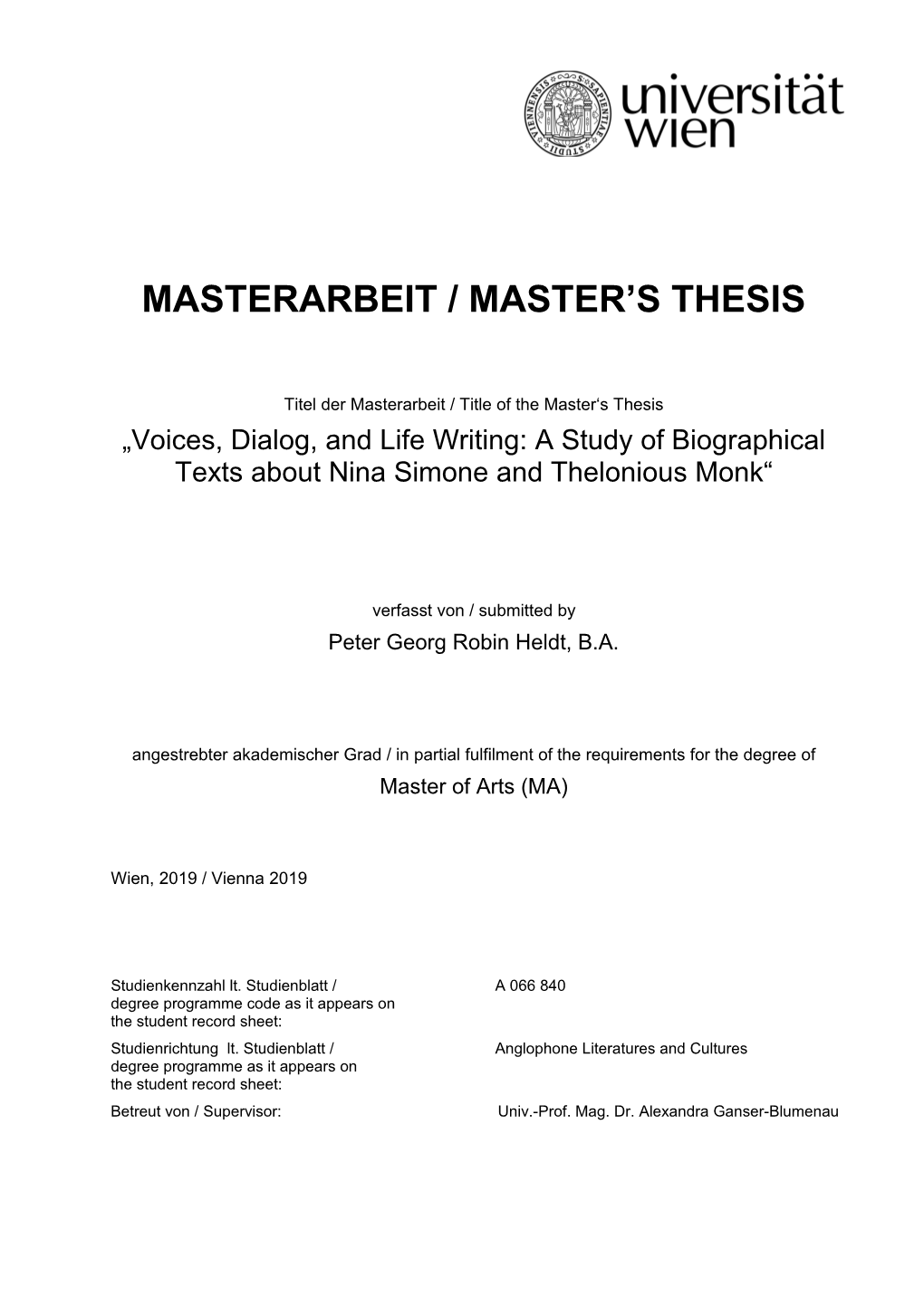 Masterarbeit / Master's Thesis