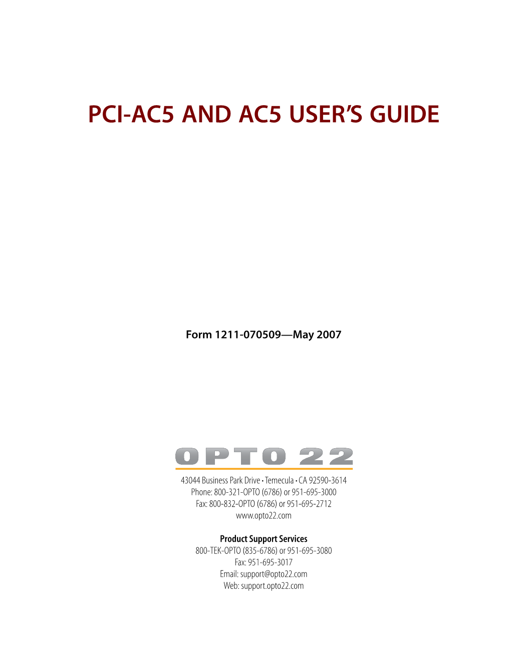 Pci-Ac5 and Ac5 User's Guide