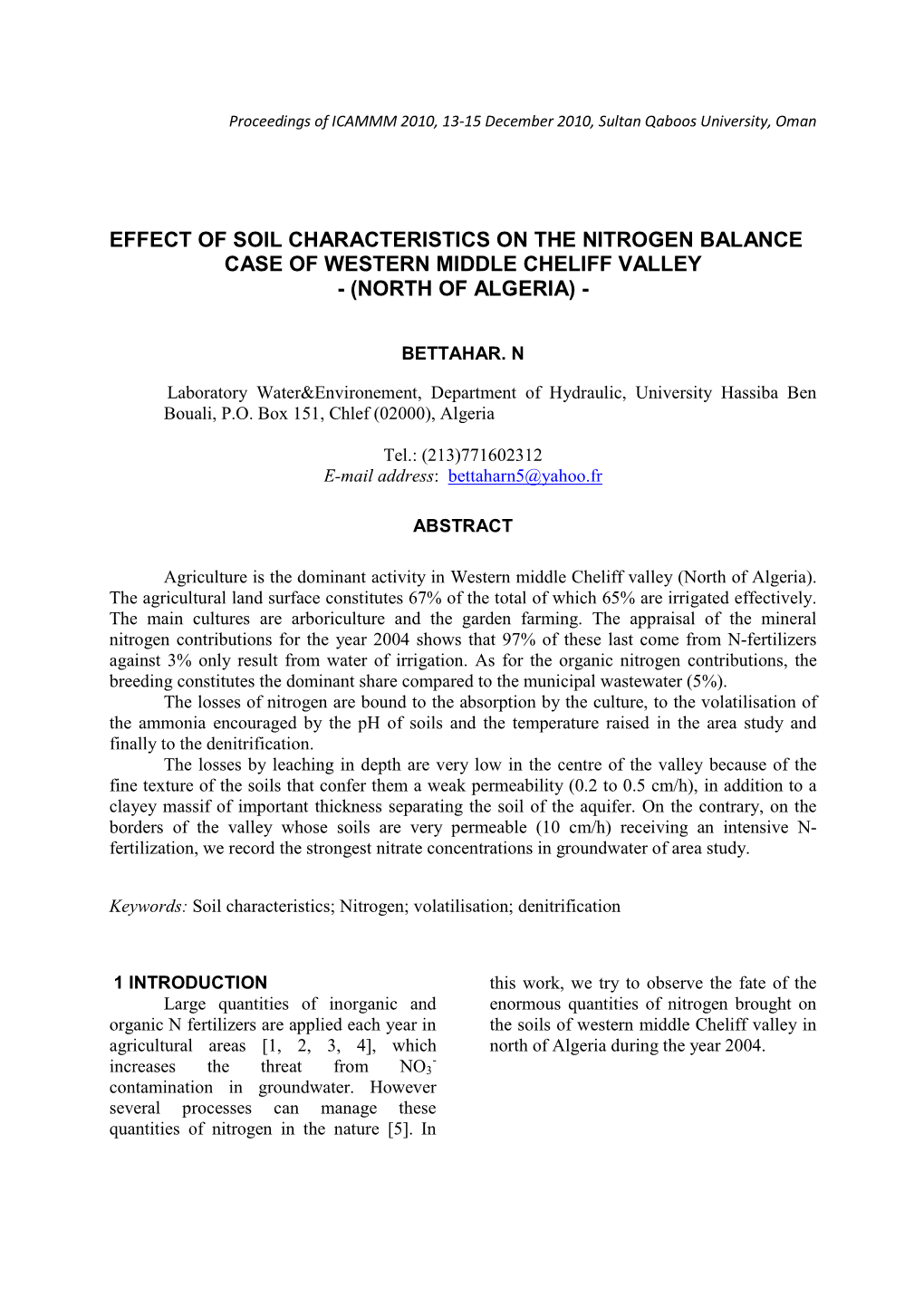 BETTAHAR ICAMMM2010 Paper