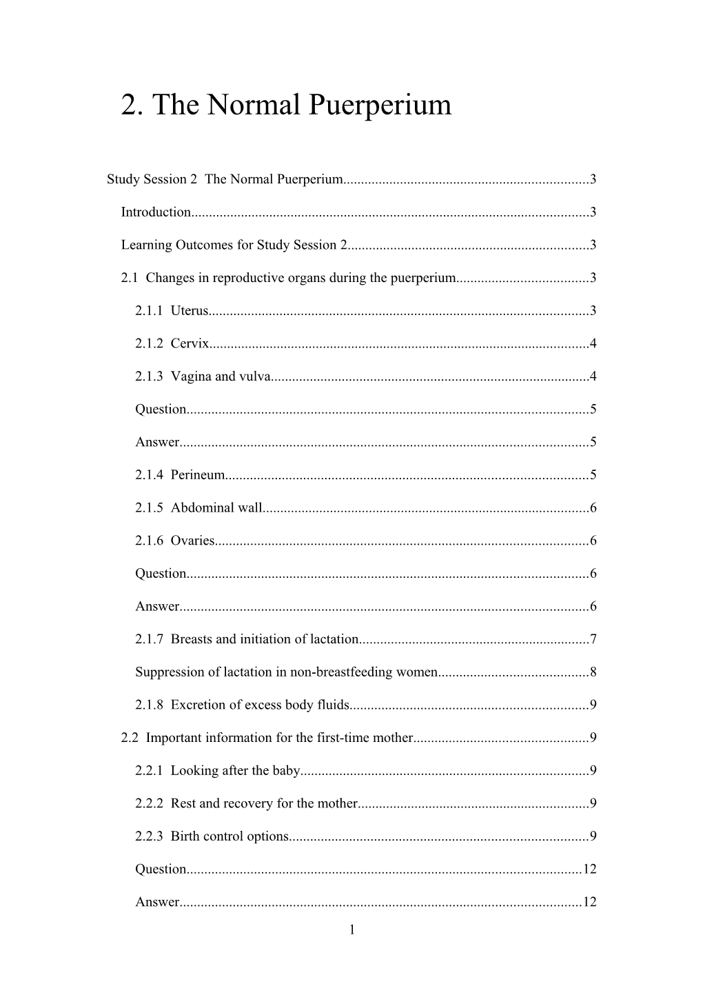 2. the Normal Puerperium