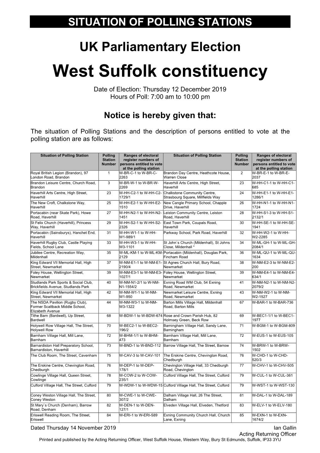 West Suffolk Constituency
