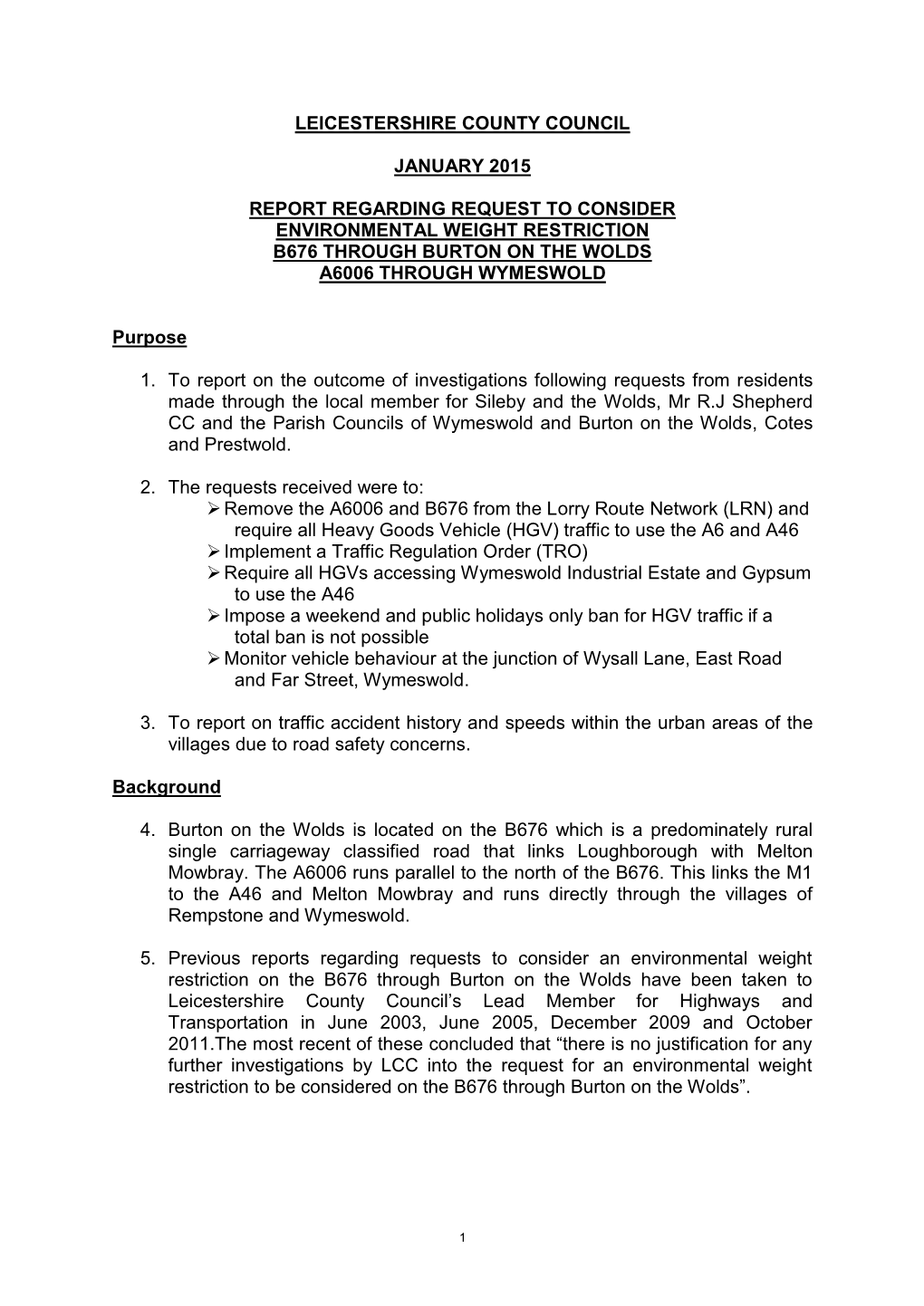 Highways Forum for Charnwood