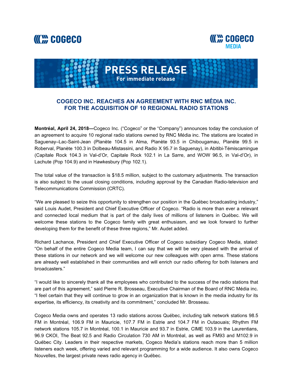 CGO Acquisition RNC Press Release 24042018