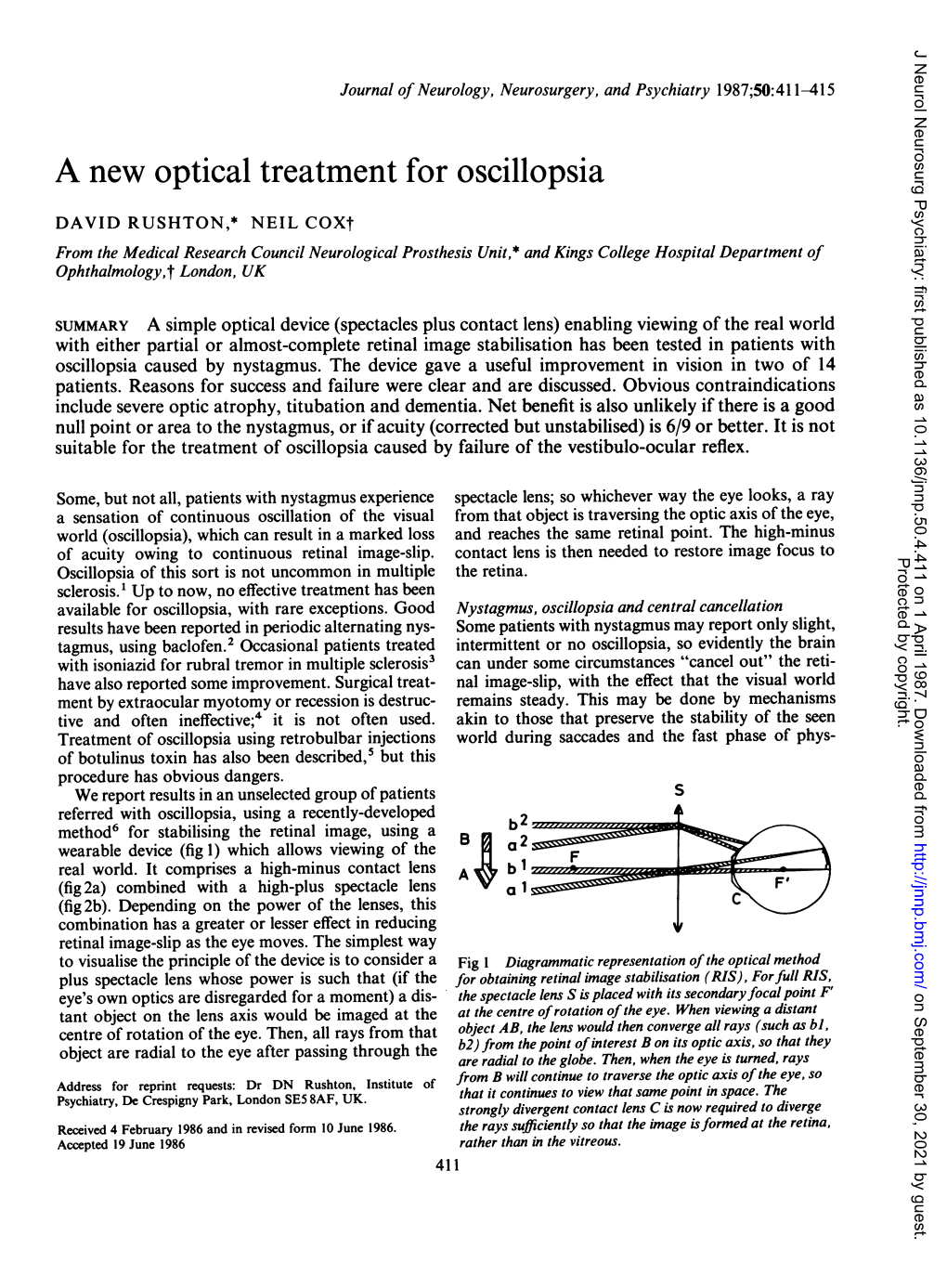 A New Optical Treatment for Oscillopsia