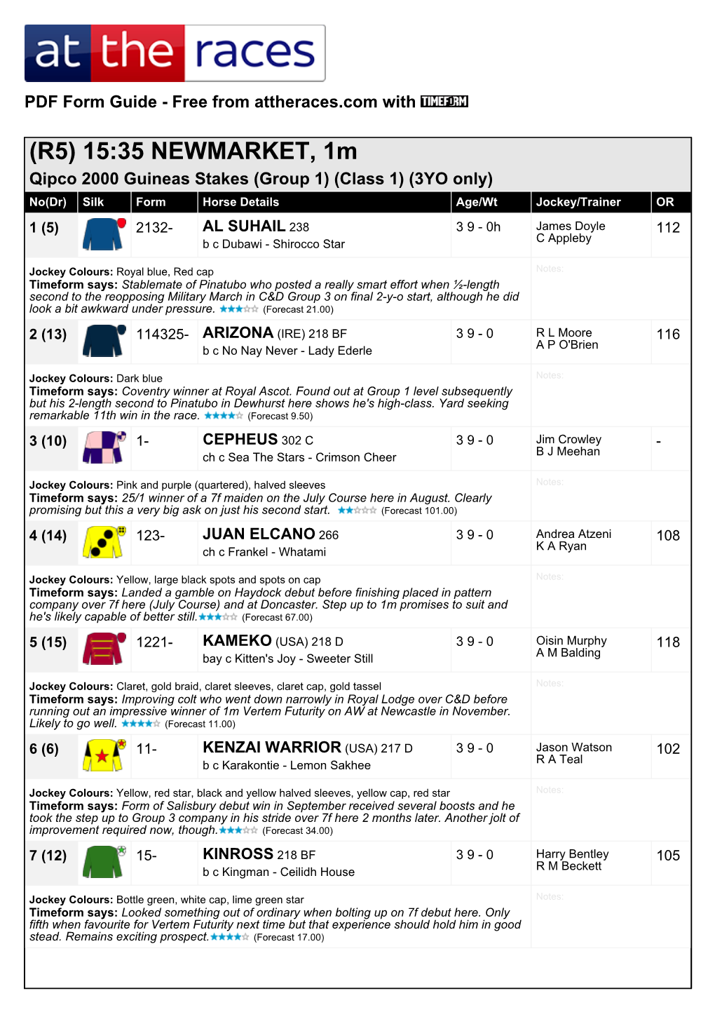 At the Races PDF FORM GUIDE