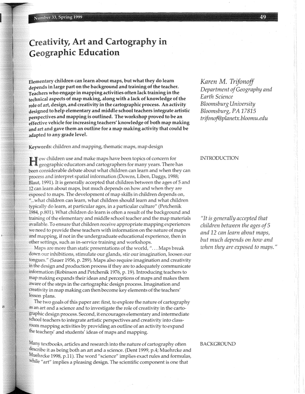 Creativity, Art and Cartography in Geographic Education