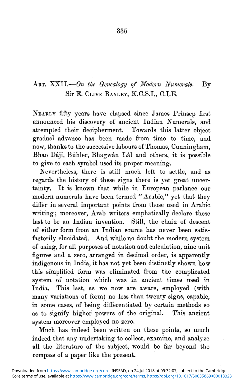 Art. XXII.— on the Genealogy of Modern Numerals