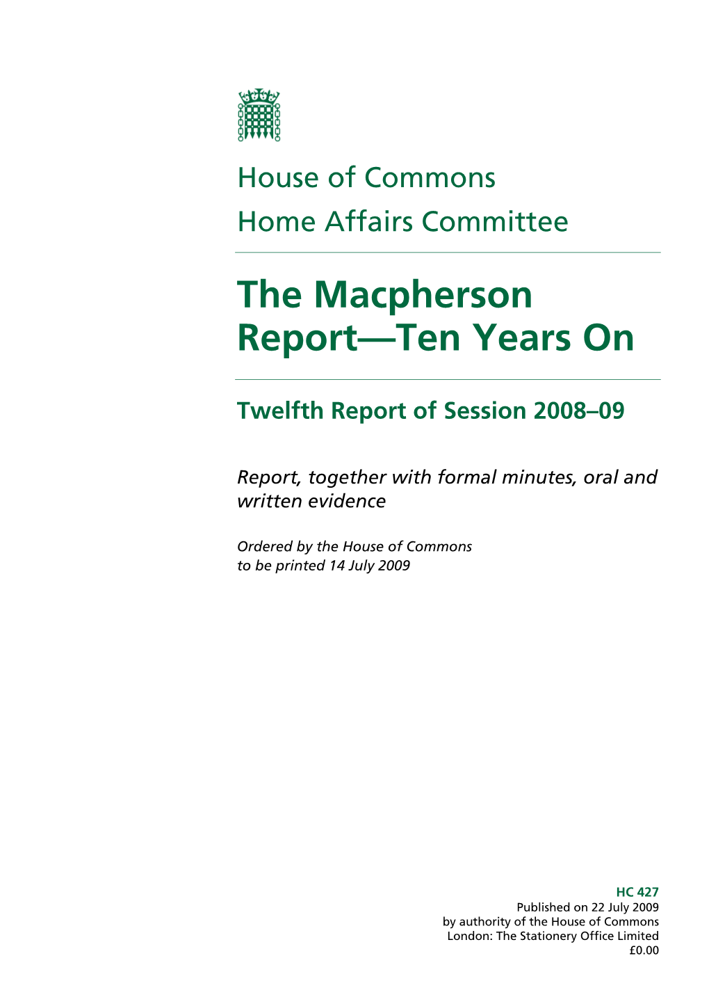 The Macpherson Report—Ten Years On