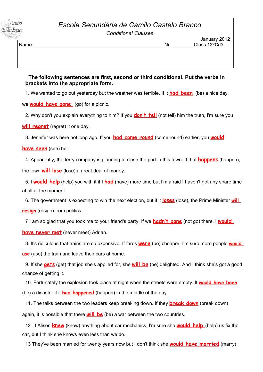 27 the Following Sentences Are First, Second Or Third Conditional