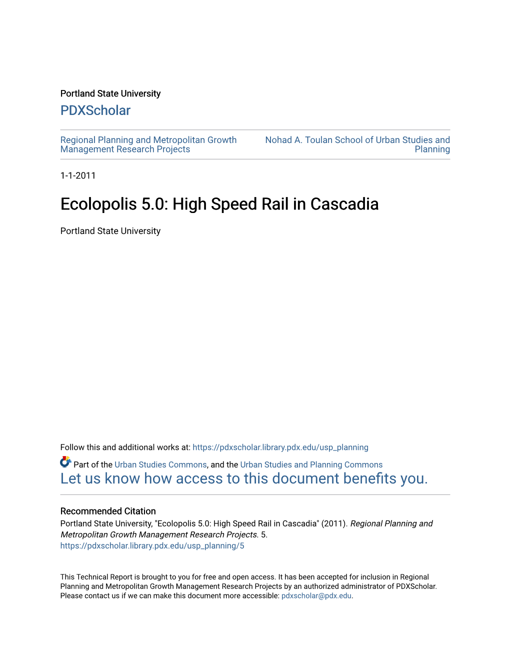High Speed Rail in Cascadia