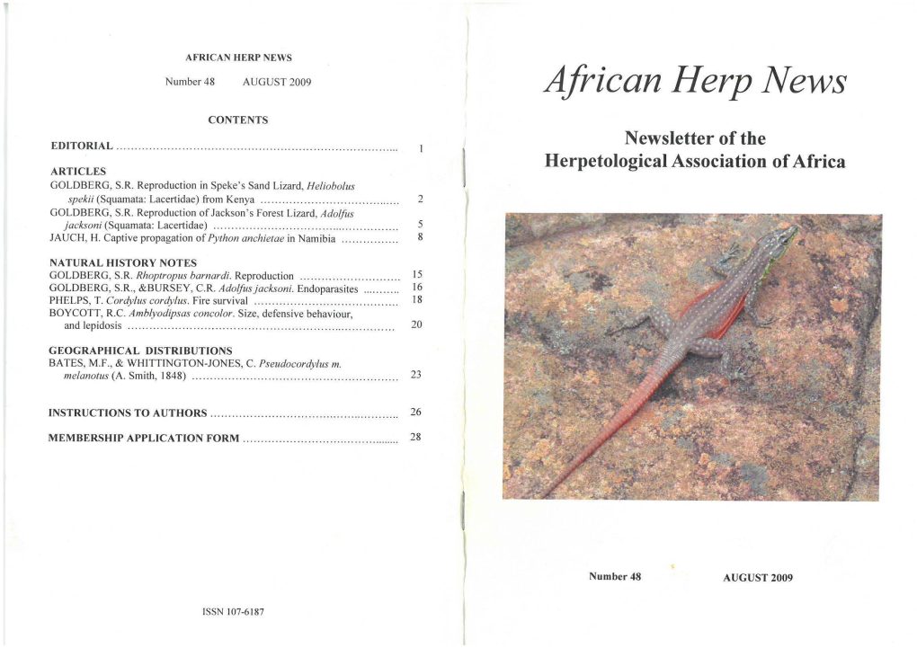 Captive Propagation of Python Anchietae in Namibia.Pdf