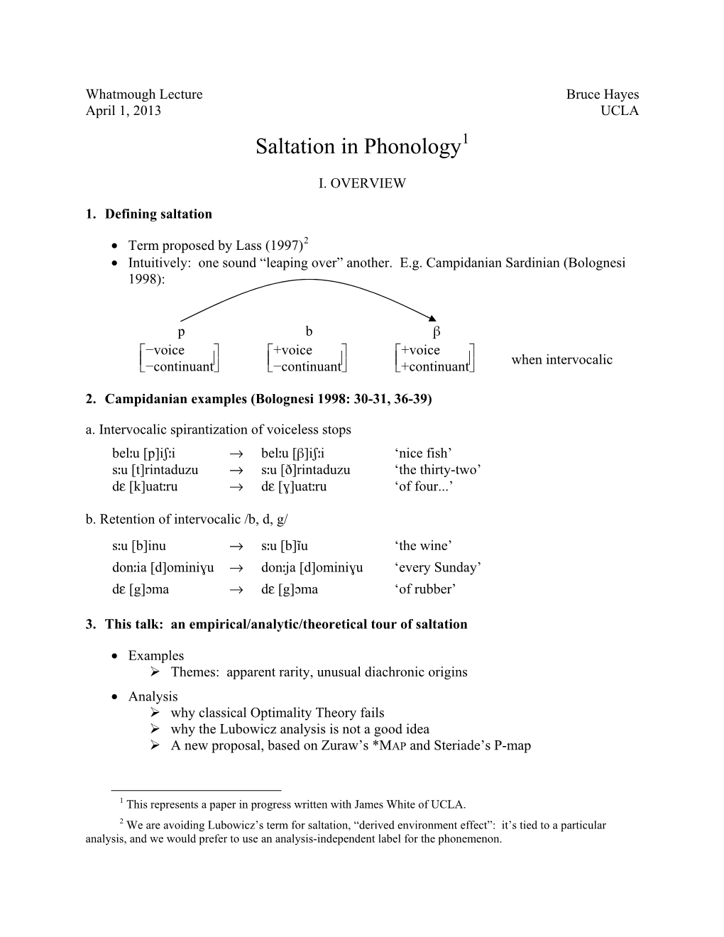 Saltation in Phonology1