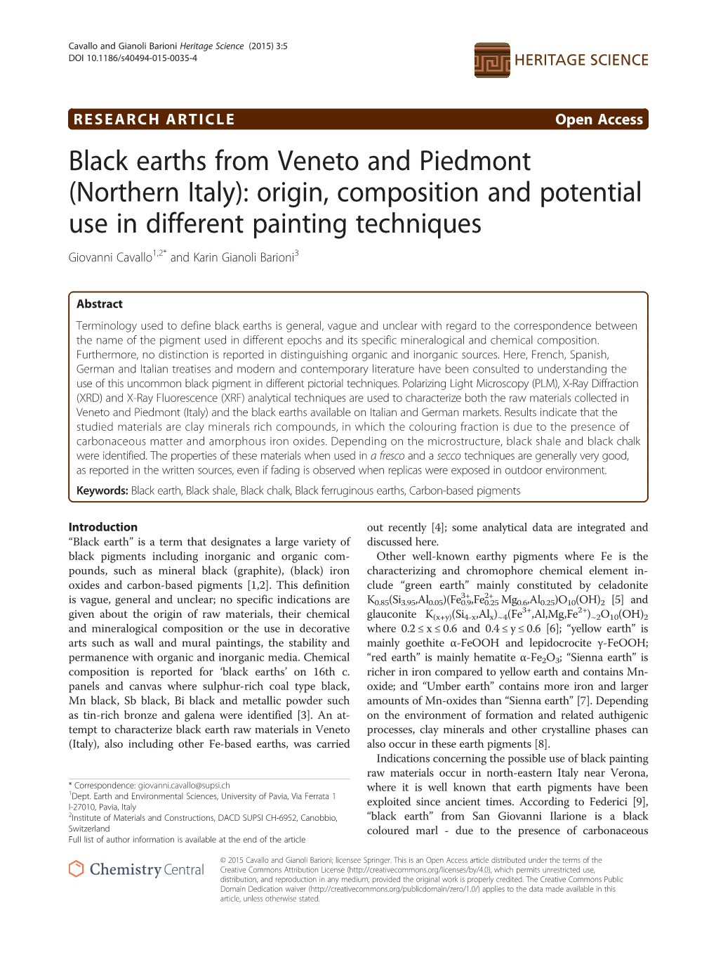 Black Earths from Veneto and Piedmont (Northern Italy): Origin