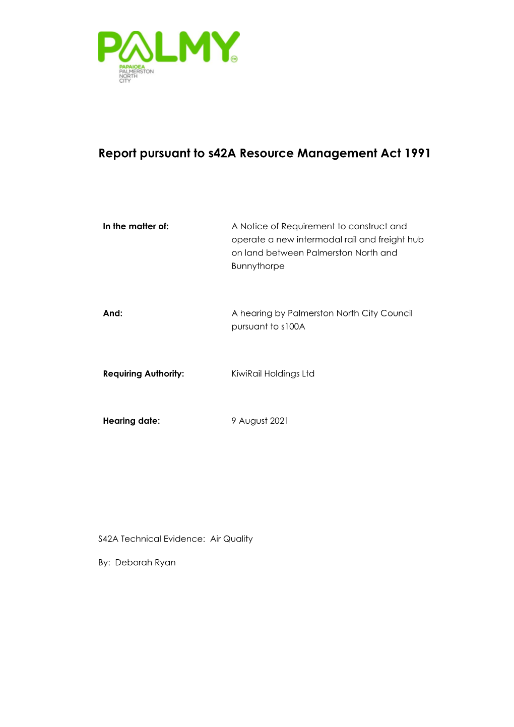 Report Pursuant to S42a Resource Management Act 1991