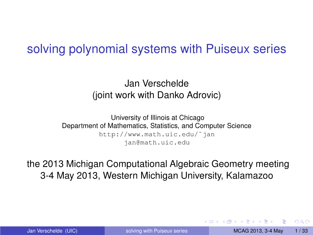 Solving Polynomial Systems with Puiseux Series