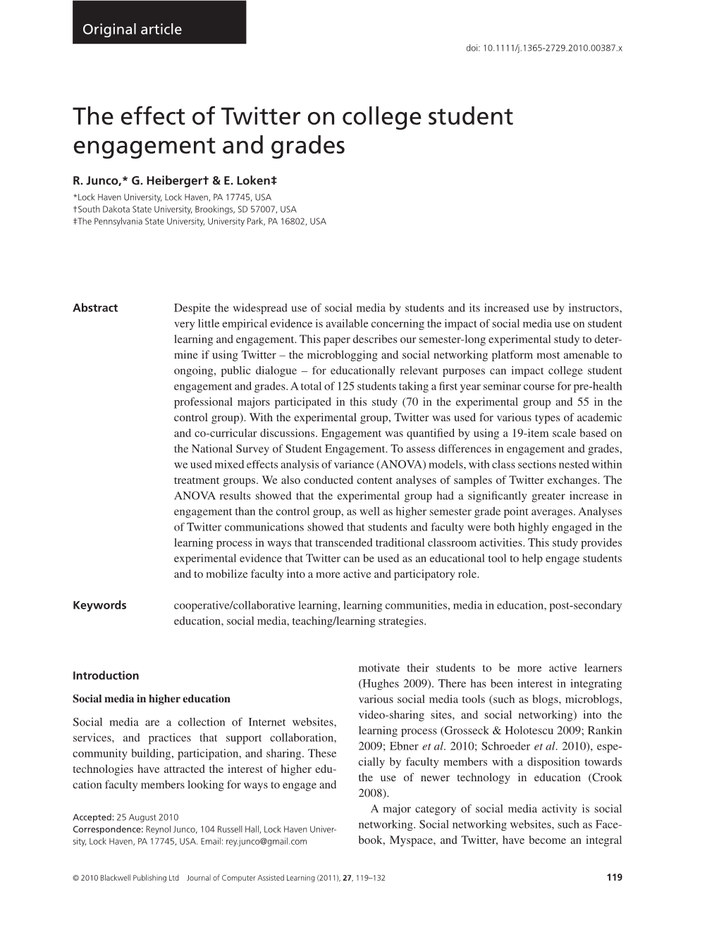 The Effect of Twitter on College Student Engagement and Grades