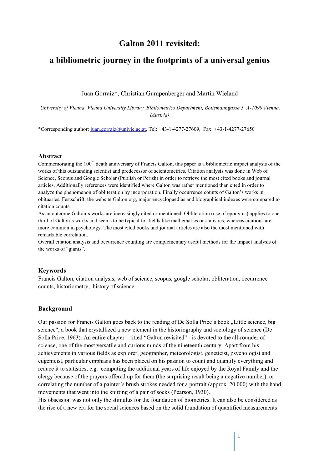 Galton Bibliometrically Revisited