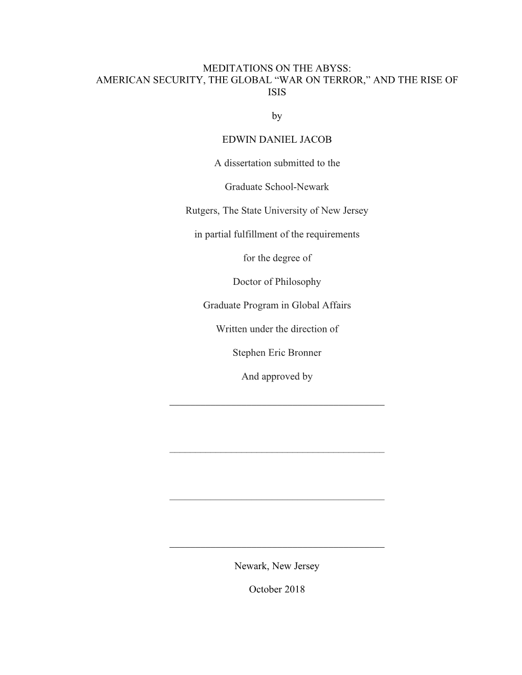 “WAR on TERROR,” and the RISE of ISIS by EDWIN DANIEL JACOB a Disser