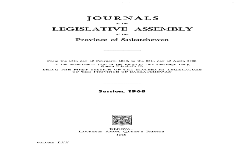 Journals Legislative Assembly